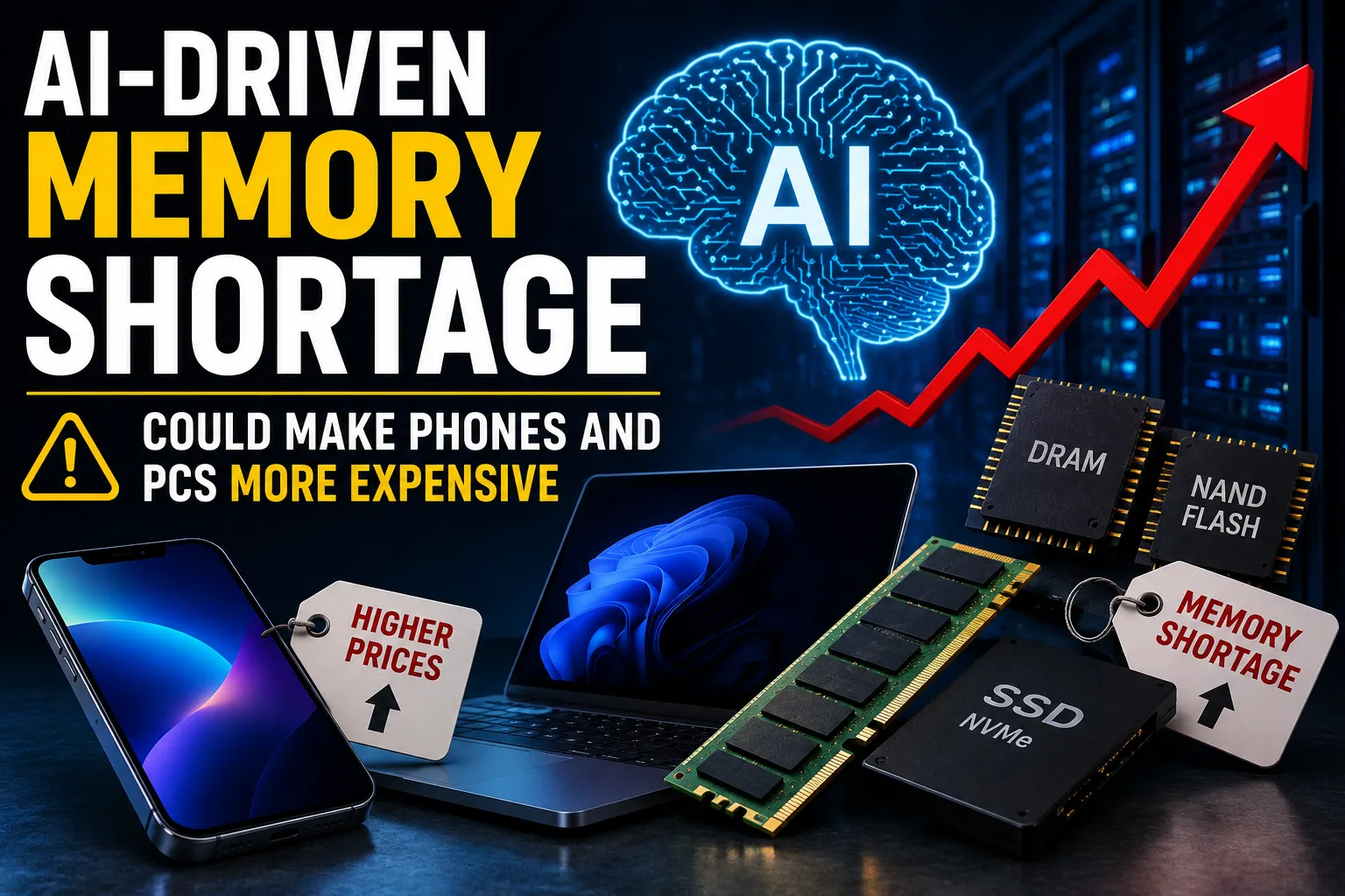 AI-Driven Memory Shortage Could Make Phones and PCs More Expensive