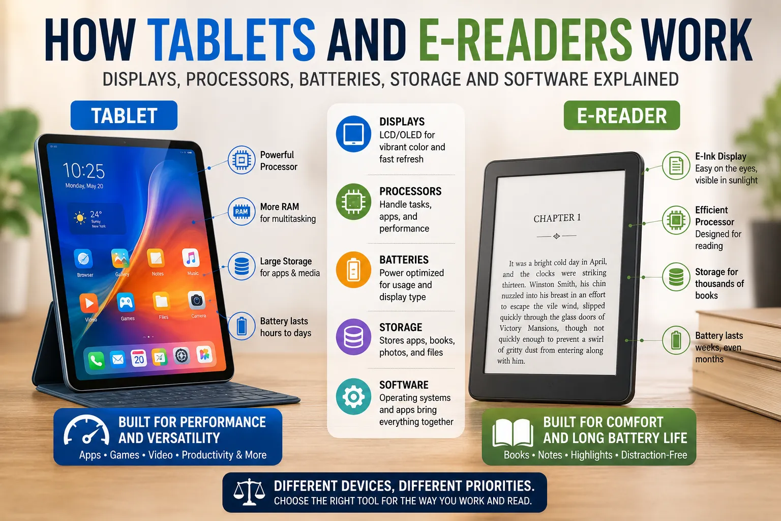 How Tablets and E-Readers Work: Displays, Processors, Batteries, Storage and Software