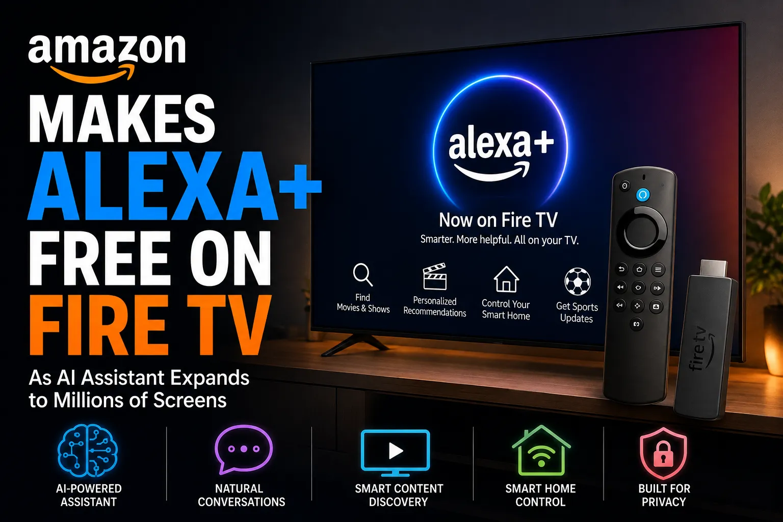 Amazon Makes Alexa+ Free on Fire TV as AI Assistant Expands to Millions of Screens