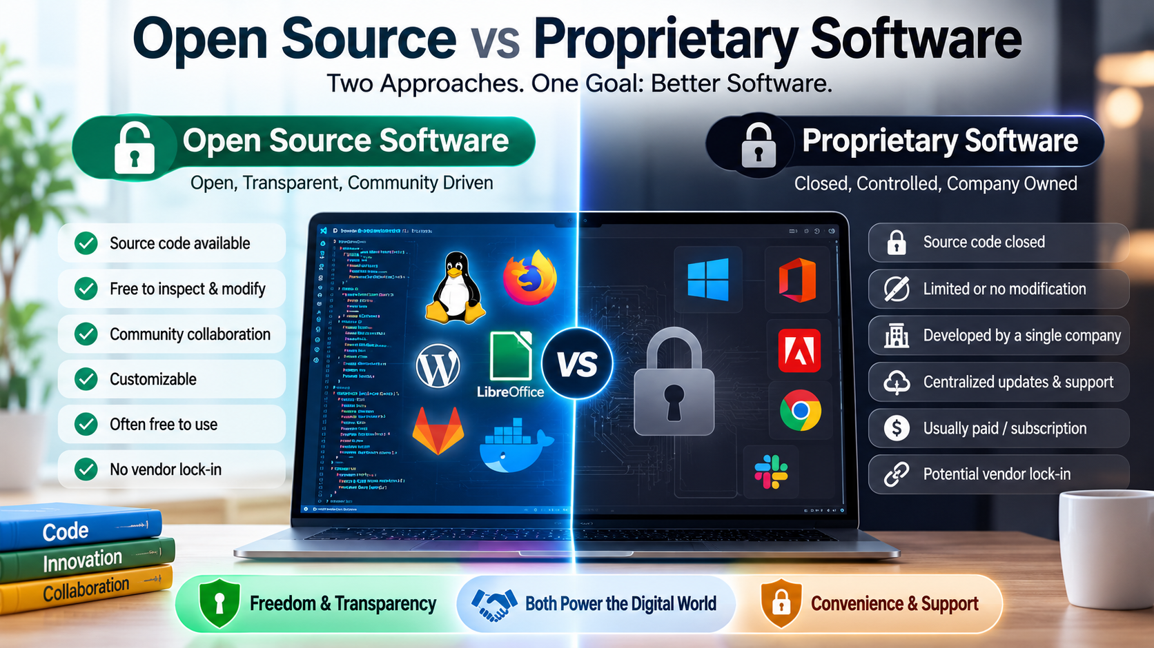 What Open Source Software Means and How It Differs From Proprietary Software